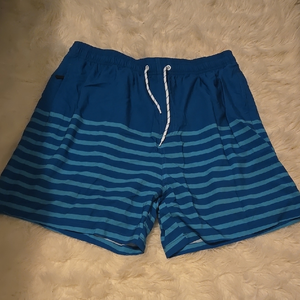 Blue Striped Men's Swim Shorts